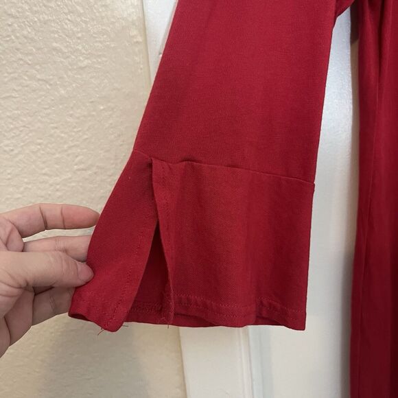 Soft Surroundings XL 1X Lucia Flounce Dress  Red Ruffled Tiered Asymmetrical Hem - Picture 3 of 8